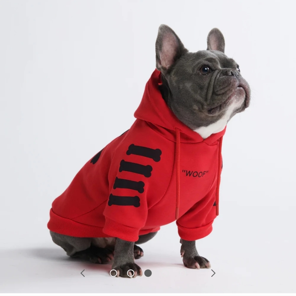 Dog Hoodie Spark Paws Black & Red WOOF Doggie Pet Sweater